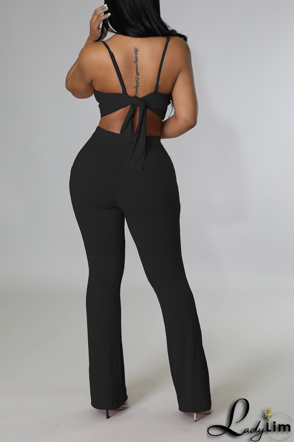 Orange Casual Print Letter Spaghetti Strap Sleeveless Two Pieces