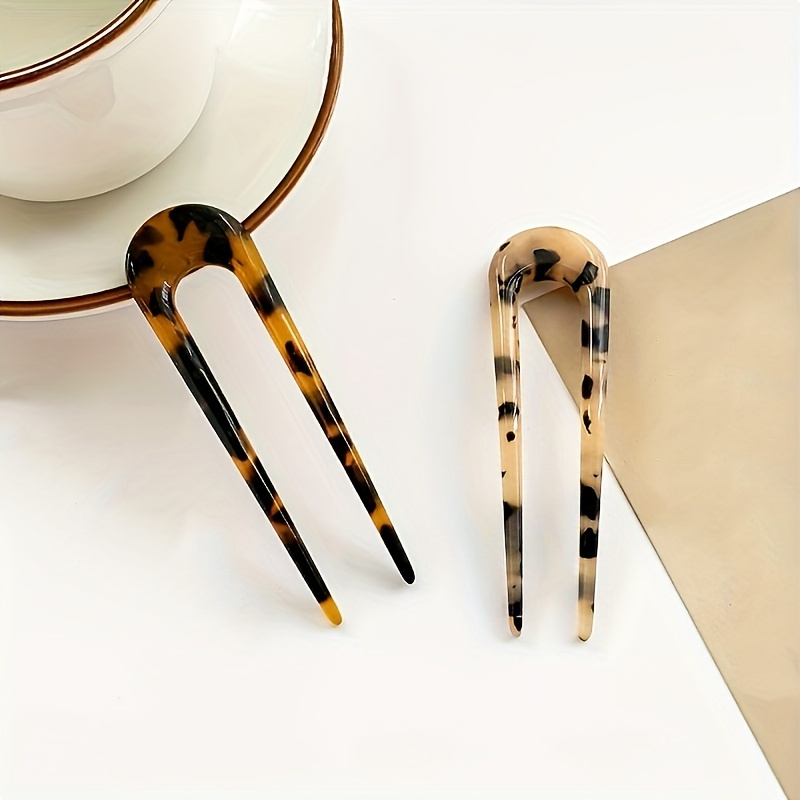 2pcs Leopard Pattern Hairpin, U-shaped Hairpin, Girls Hair Accessories