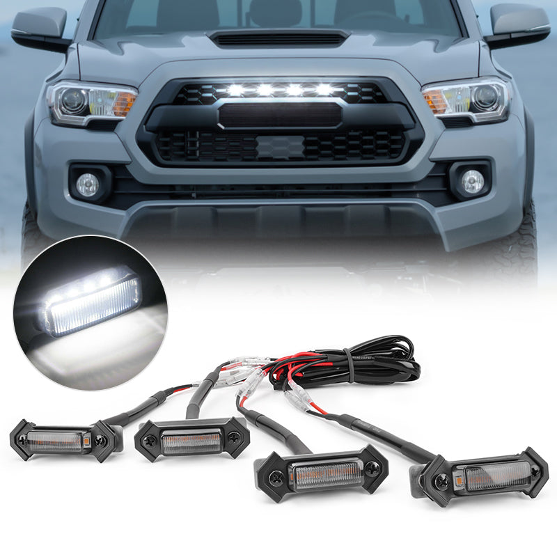 Roxmad Smoked Amber/White LED Grill Raptor Lights Kit for 2016-2023 TRD PRO Toyota Tacoma