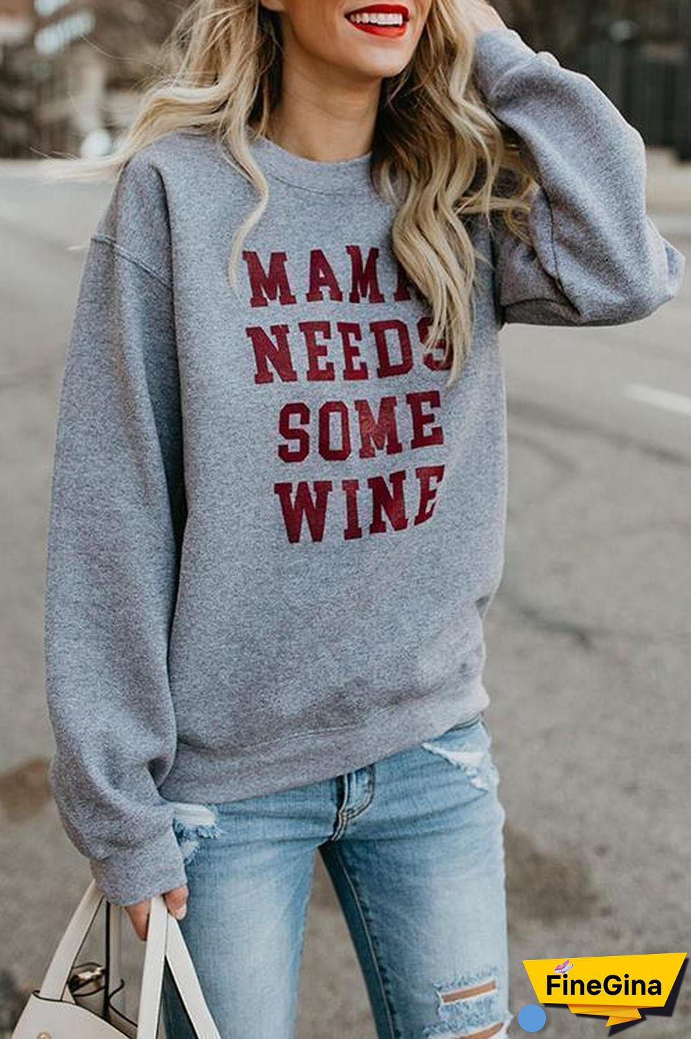 Round Neck Long Sleeve Letter Hoodie