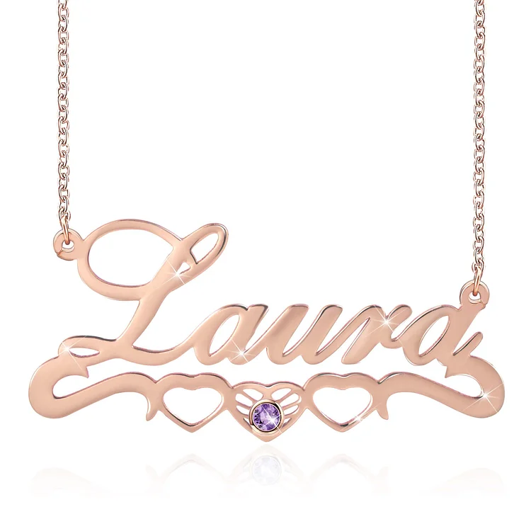 Personalized Ruby Name Necklace Heart-Shaped July Birthstone Necklace for Girls