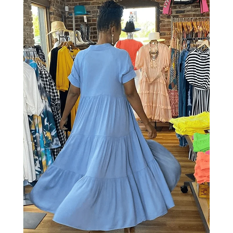 Tiered Midi Dress - Buy 2 Free Shipping