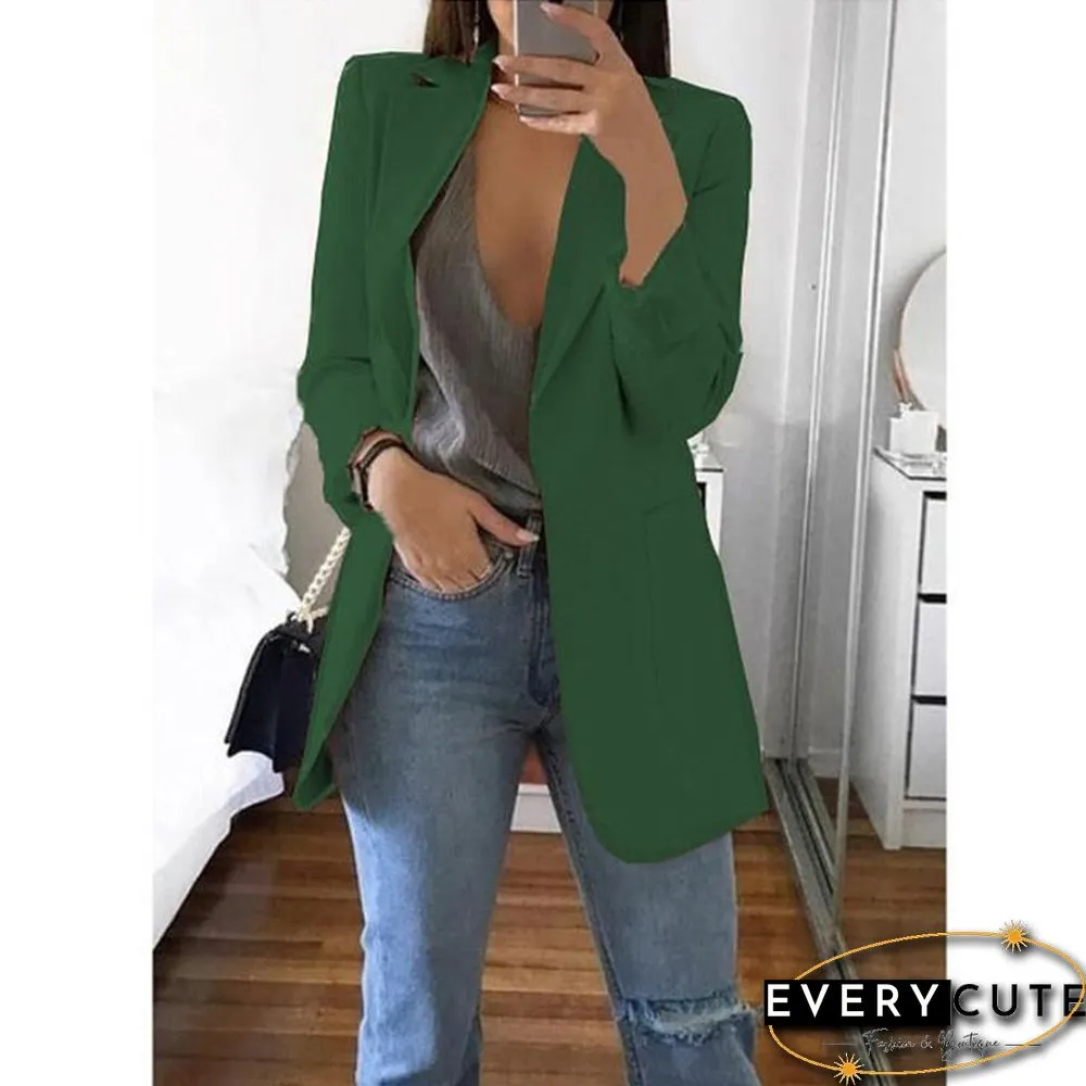 Womens Blazer Jackets Autumn Casual Plus Size Fashion Basic Notched Slim Solid Coats