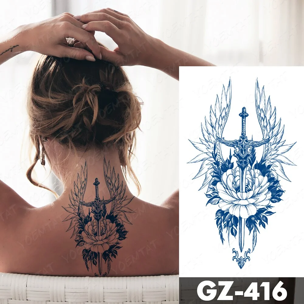 Sdrawing Juice Lasting Ink Waterproof Temporary Tattoo Sticker Genipin Herbal Tatoo Women Body Art Fake Tatto Snake Flower