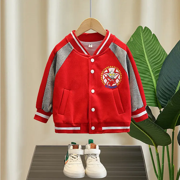 Toddler Boys Jackets Ultraman Children's Clothing Boys' Baseball Jacket