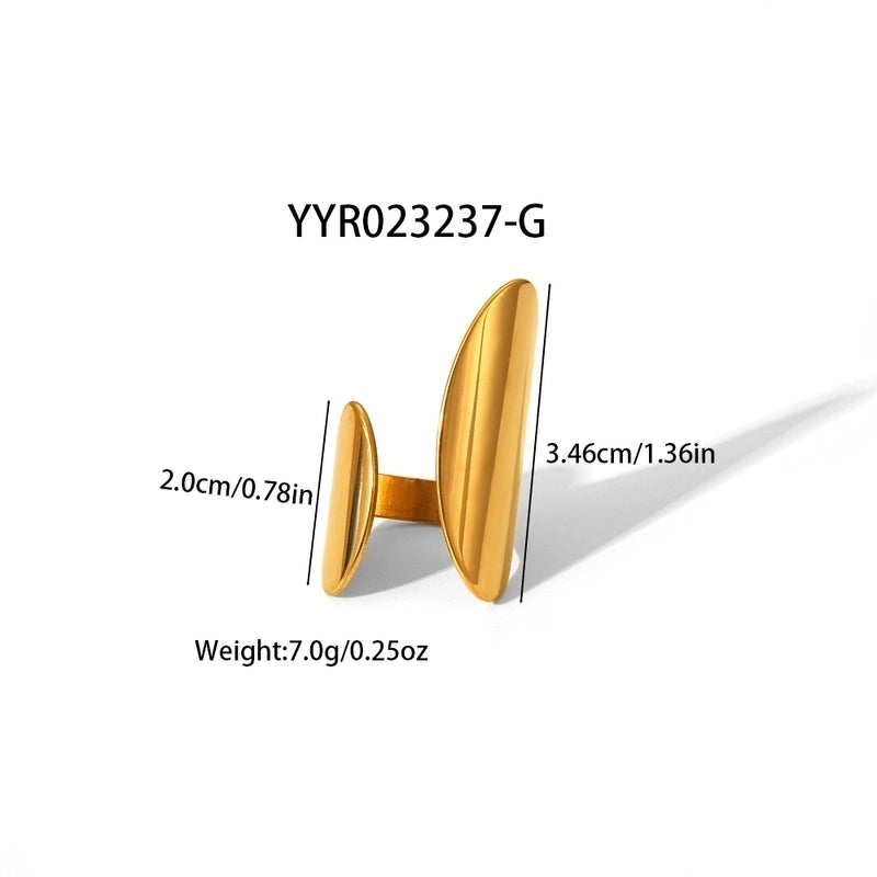 Hip-Hop Exaggerated Roman Style Geometric 201 Stainless Steel 18K Gold Plated Asymmetrical Open Rings