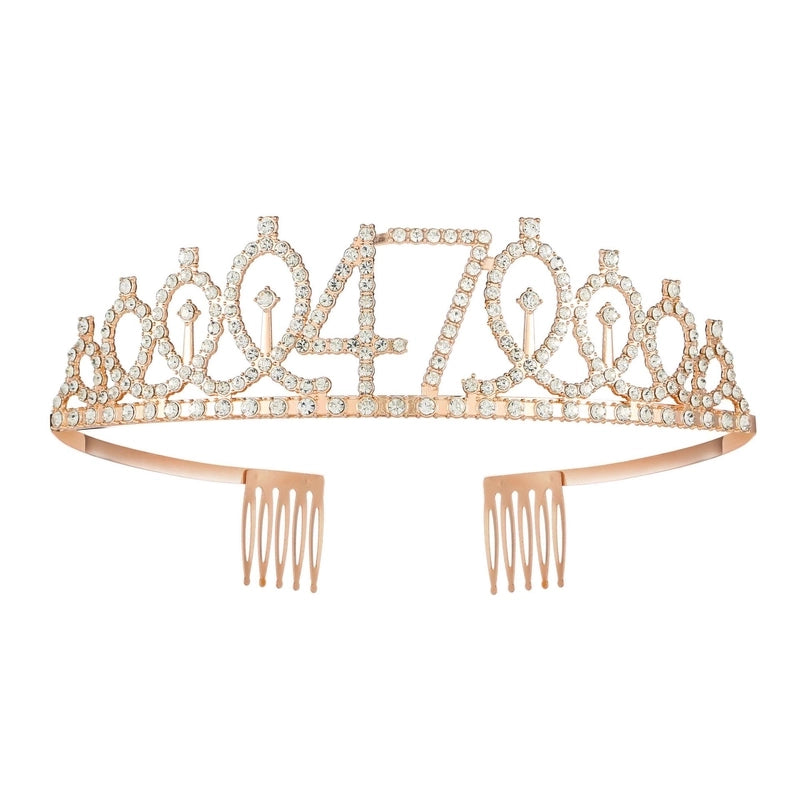 Women’s IG Style Shiny Number Crown Alloy Hollow Out Inlay Rhinestones Crown