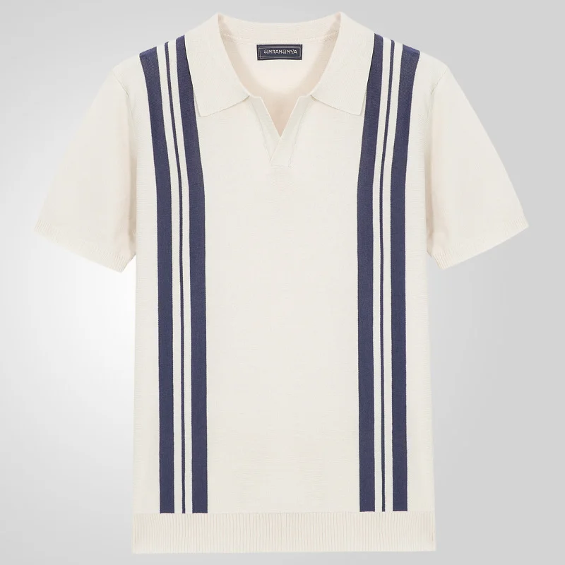 Uveng Uveng Men's Wear Summer Striped Short-Sleeved Knit Shirts