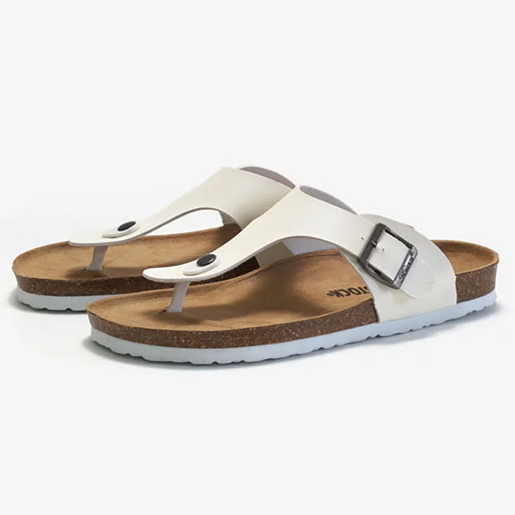 PU Leather Buckle Flip-Flops Beach Casual Slippers
