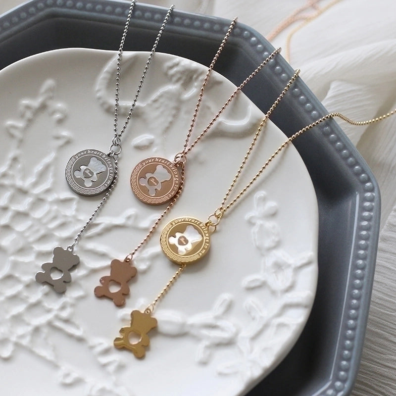 Sweet Bear 304 Stainless Steel Shell 18K Gold Plated Necklace