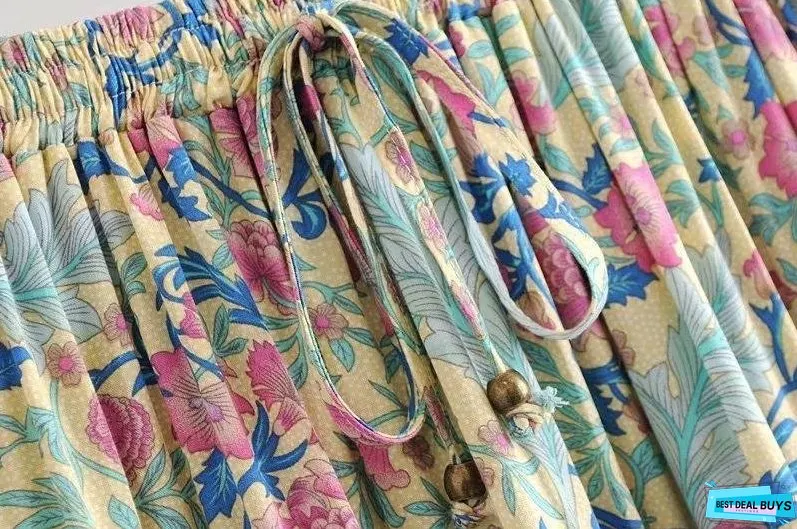 Spring New Elastic Waist Positioning Printing Large Swing Skirt