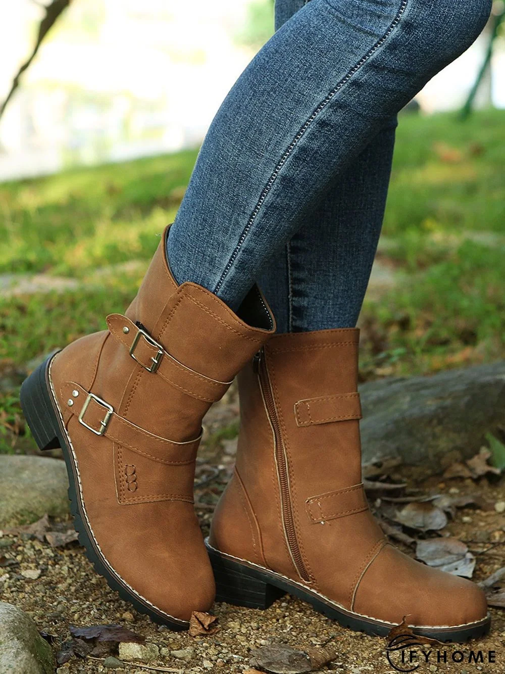 Vintage Split Joint Buckle Boots | IFYHOME