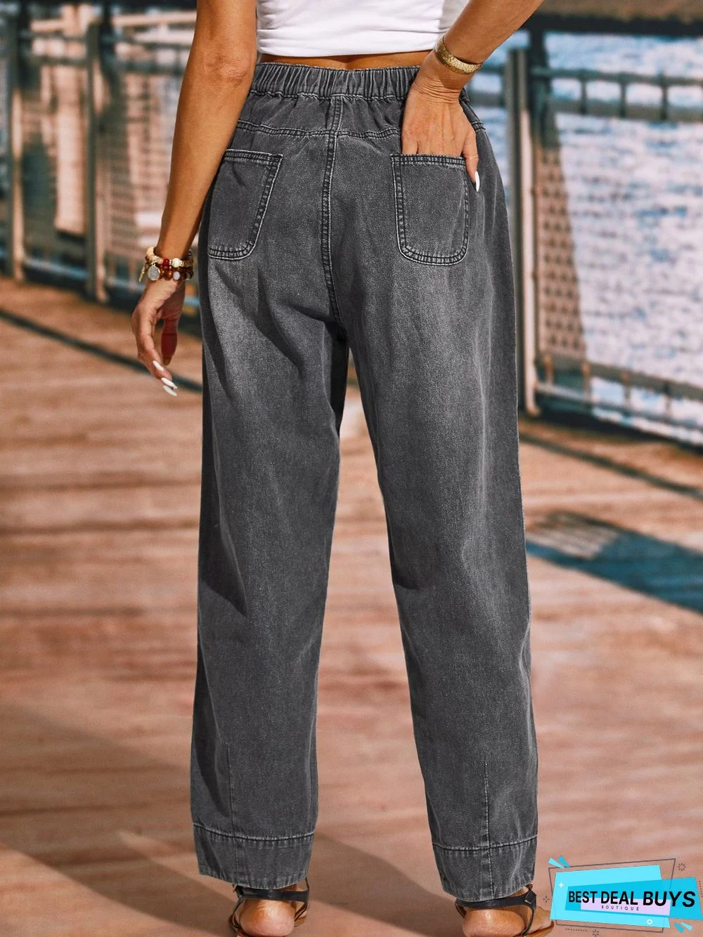 Elastic Waist Harem Jeans Denim Jeans