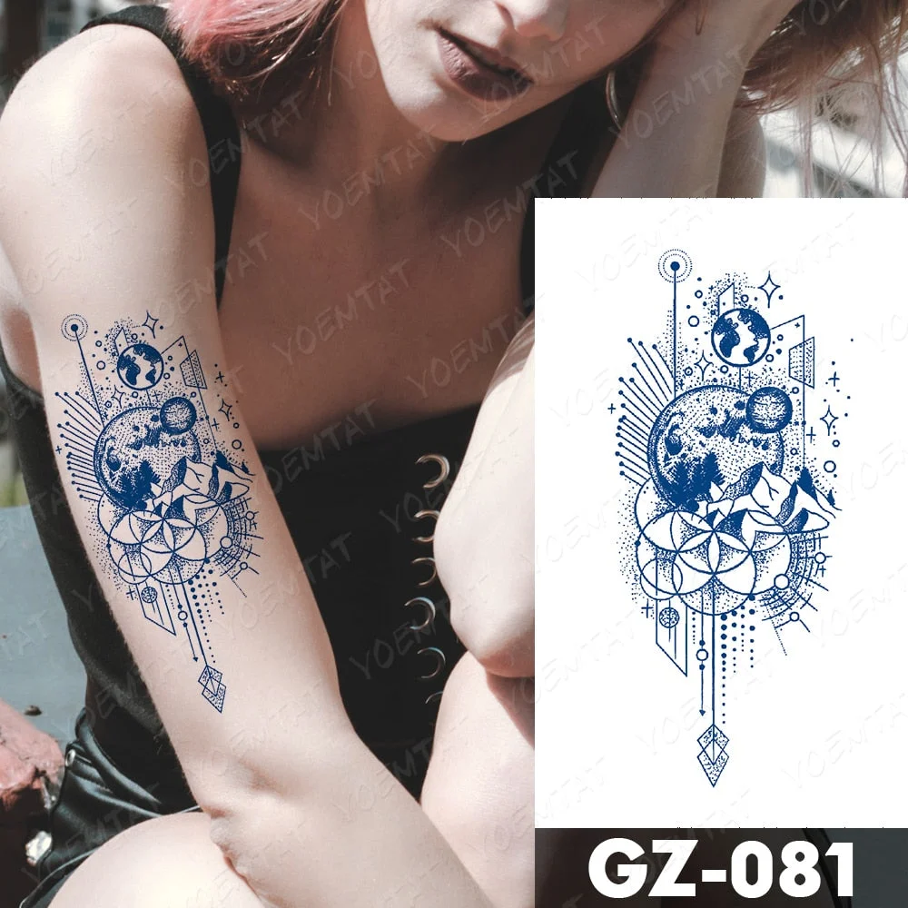 Juice Lasting Waterproof Temporary Tattoo Stickers Lotus Totem Flower Mandala Flash Tattoos Ink Fatima Hand Body Art Fake Tatto