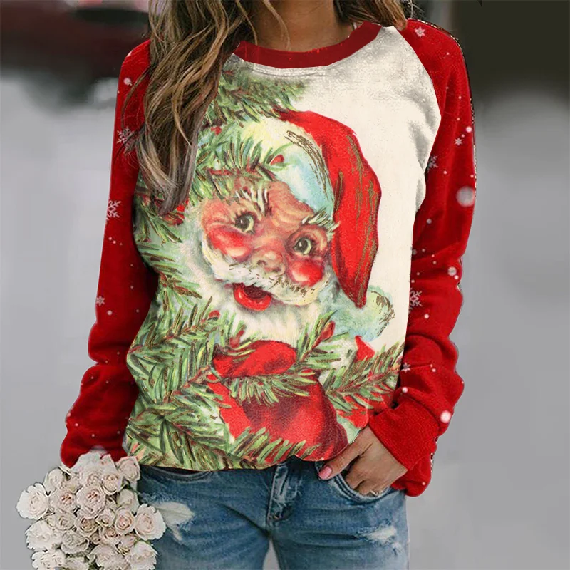 Women's Casual Classic Santa Printed Sweatshirt