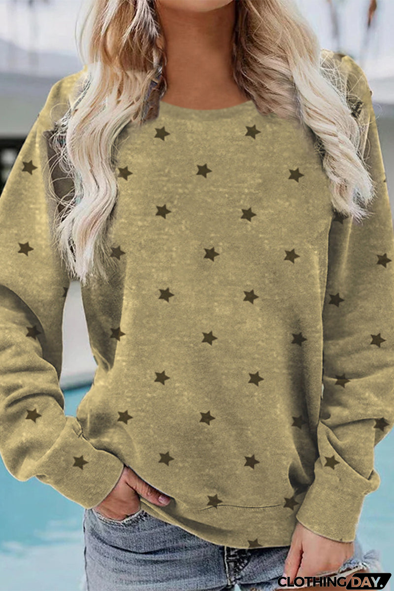 Casual Print Printing O Neck Tops