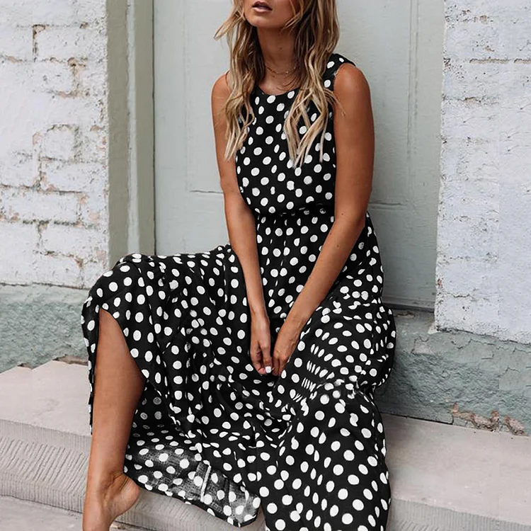 Sexy Strapless Polka Dot Midi Dress