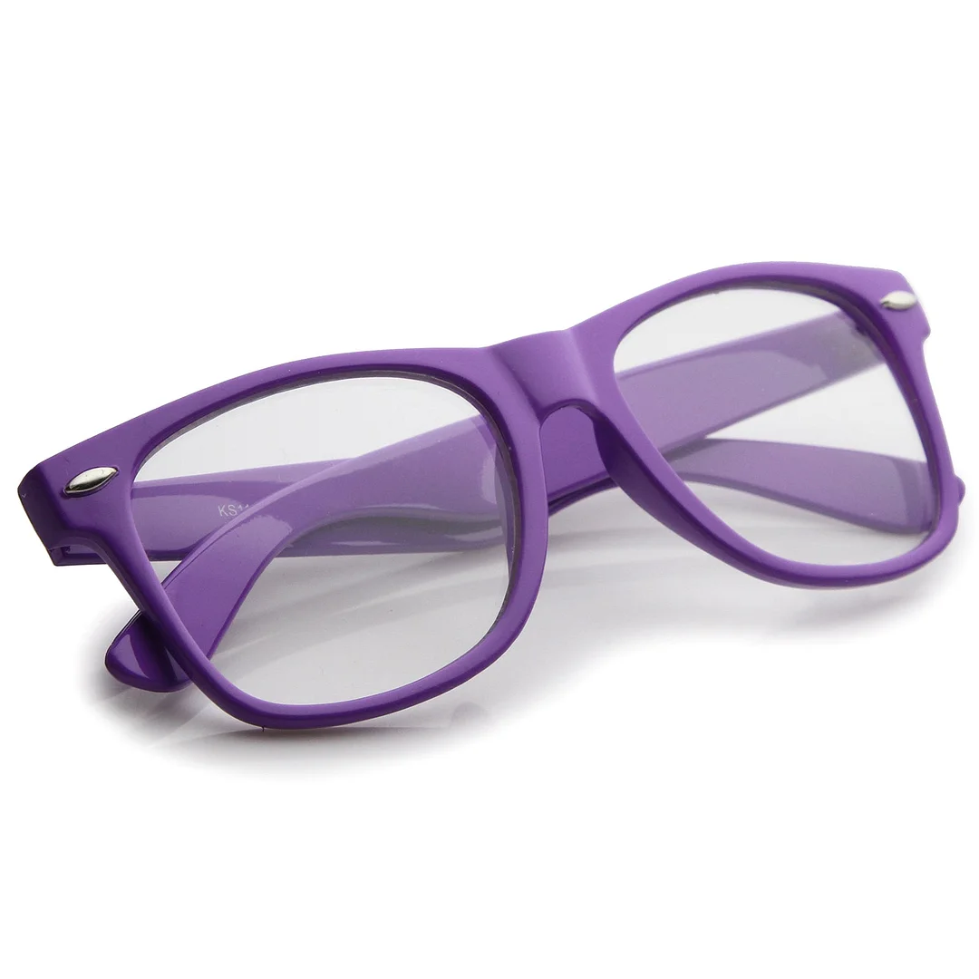 Retro Wide Temple Clear Lens Horn Rimmed Eyeglasses 54mm