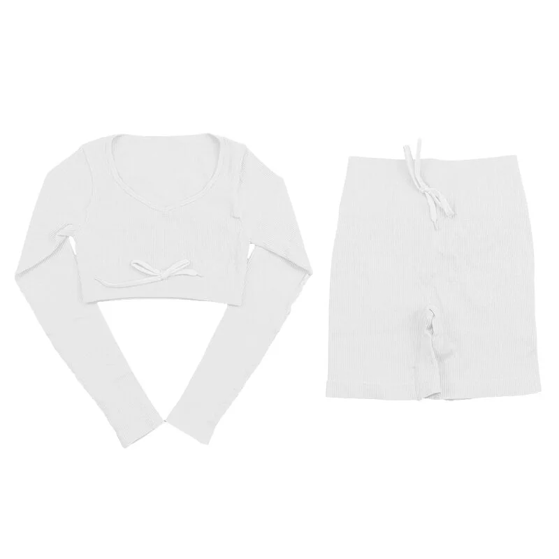 SVOKOR Sport Two Piece Sets Women Gym Tracksuits Workout 2Pcs Sexy Running Leggings Cycling Shorts Fitness Vest Short Crop Tops