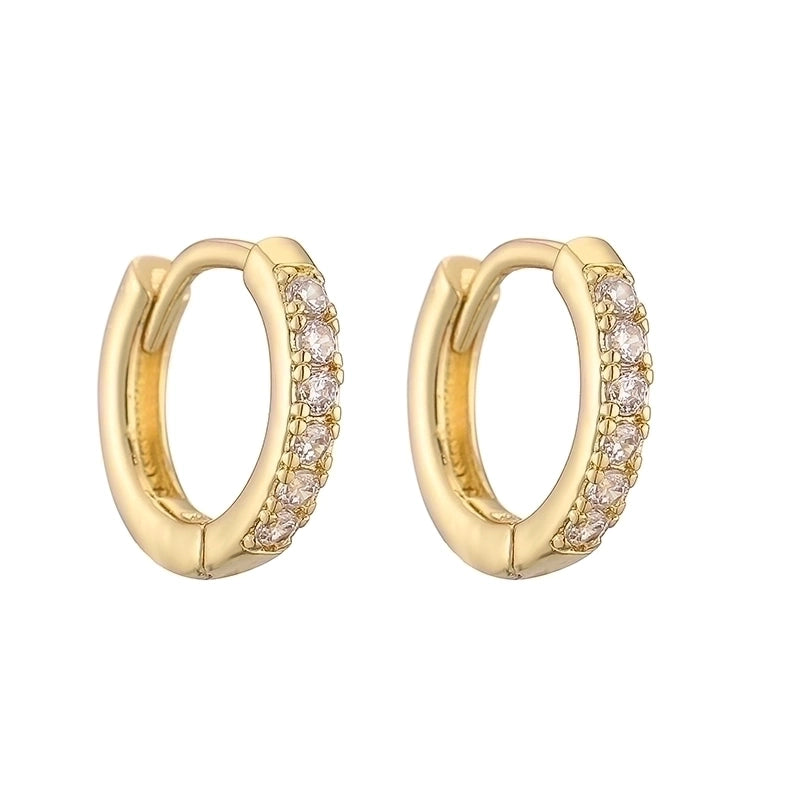 1 Pair Casual Minimalist Classic Style Round Plating Inlay Copper Zircon 18k Gold Plated Hoop Earrings