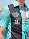 Casual Hawaiian Coconut Guitar Stitching Men's Large Shirt