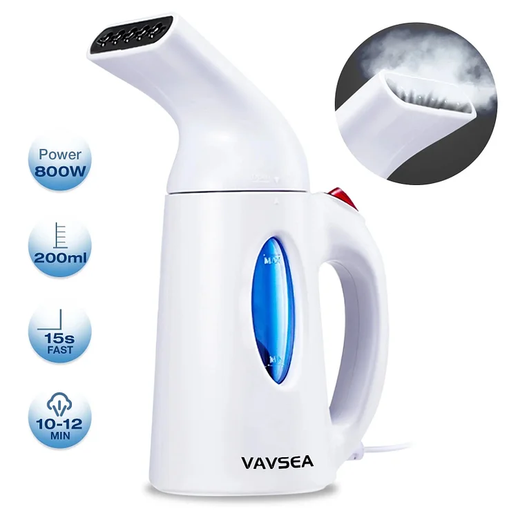VAVSEA Steamer for Clothes, Portable Garment Steamer, Auto Shut off Function, Wrinkles/ Steam/ Soften/ Clean/ Sterilize, White