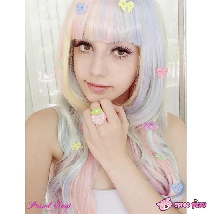 Lolita Cosplay Ice-Cream Rainbow Curly Long Wig SP130001