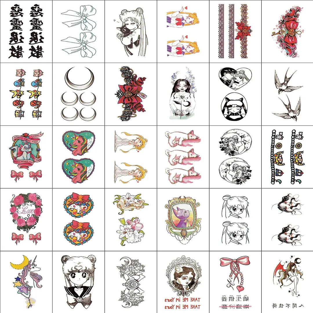30pcs/lot Dark girls japanese temporary tattoo women hand sleeve wrist ankle tattoo sticker small flowers geisha Beautiful girl
