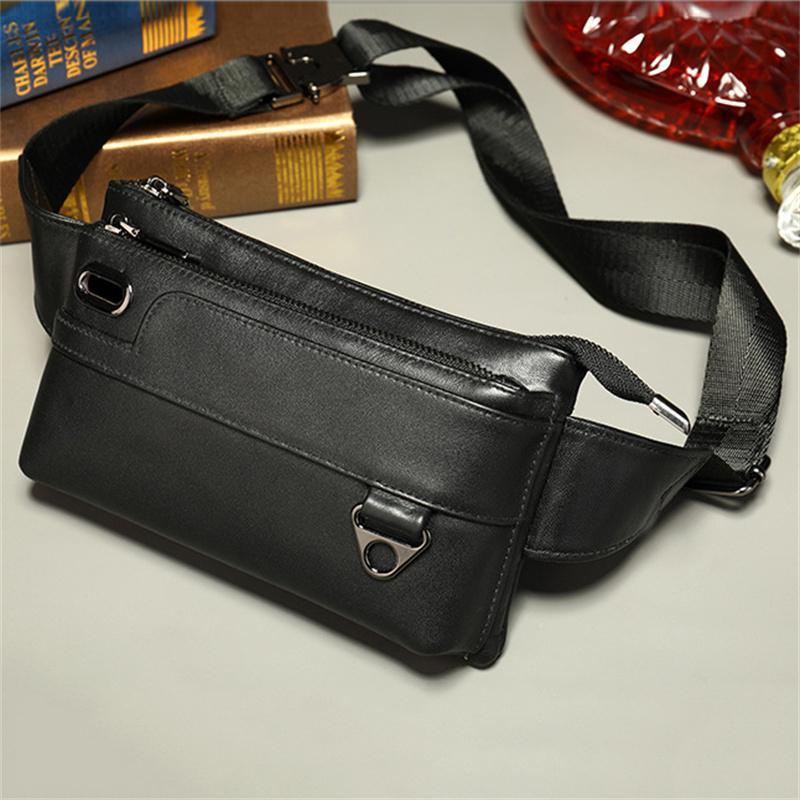 High Quality Men's Crossbody Bag Sheepskin Sports Phone Bag With Earphone Hole