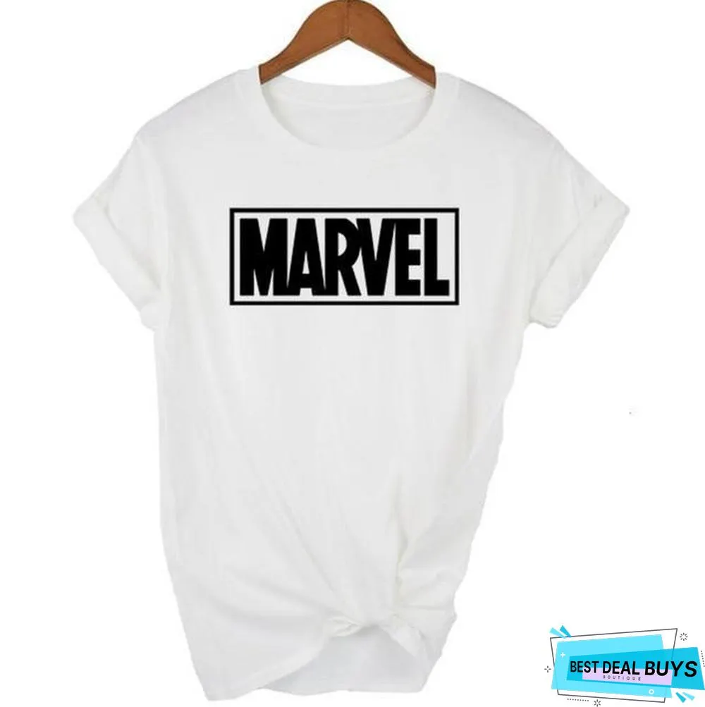 Women Short Sleeve T-Shirt O-Neck Cotton Super Hero Tops Tee