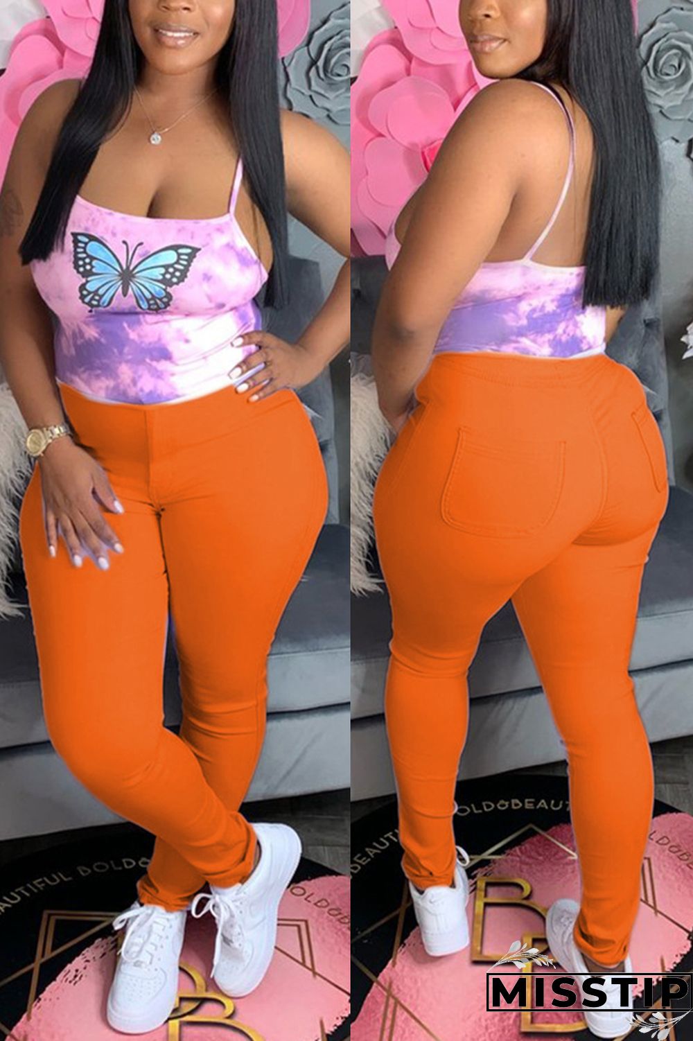 Blue venetian Elastic Fly Mid Solid pencil Pants Bottoms