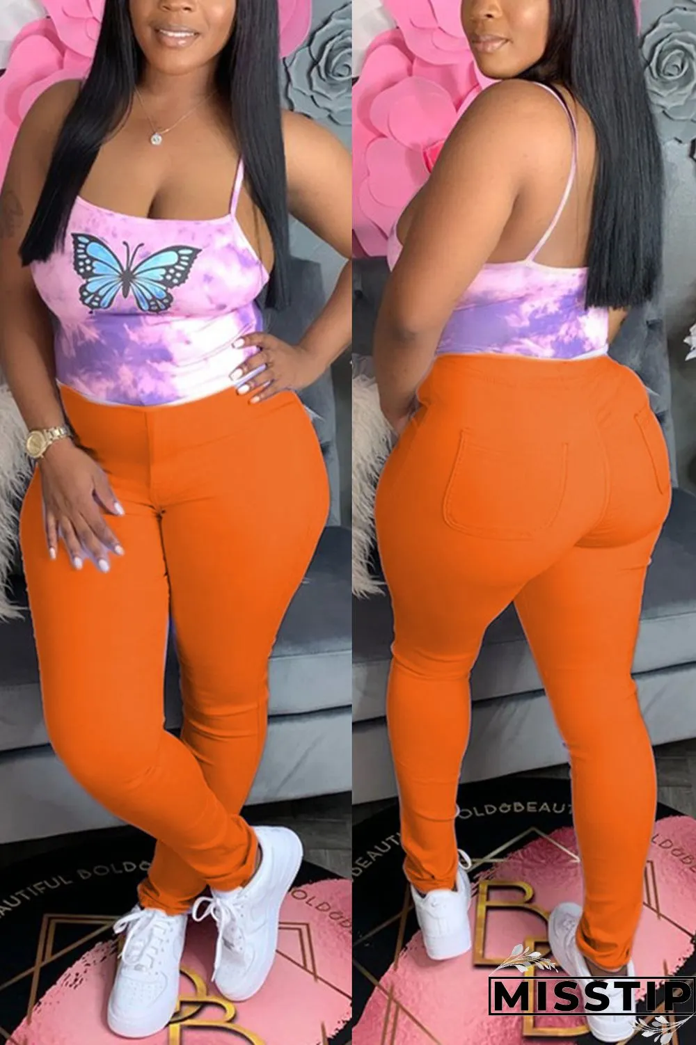 Blue venetian Elastic Fly Mid Solid pencil Pants Bottoms