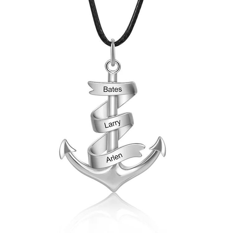 Collier d'ancre marine nautique Pirate ancre pendentif 3 Prénoms Personnalisés Collier Homme Jessemade FR