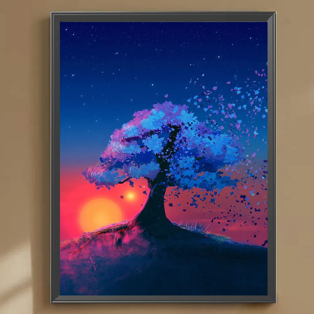 Full Round Diamond Painting 30*40cm - Trees At Sunset