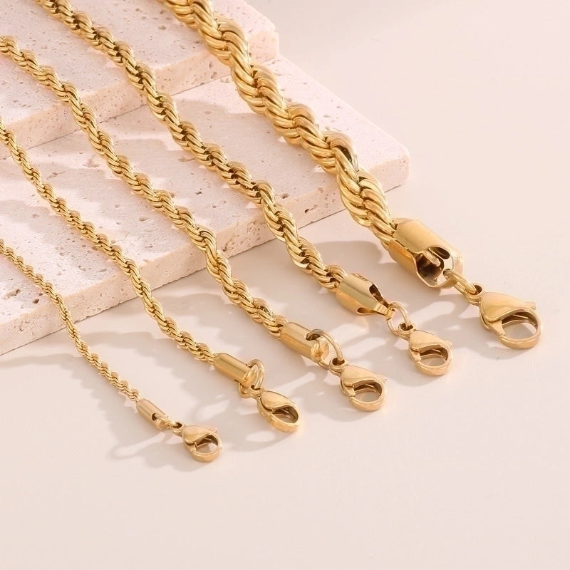 Casual Minimalist Solid Color 304 Stainless Steel 18K Gold Plated Plating Stainless Steel Necklaces