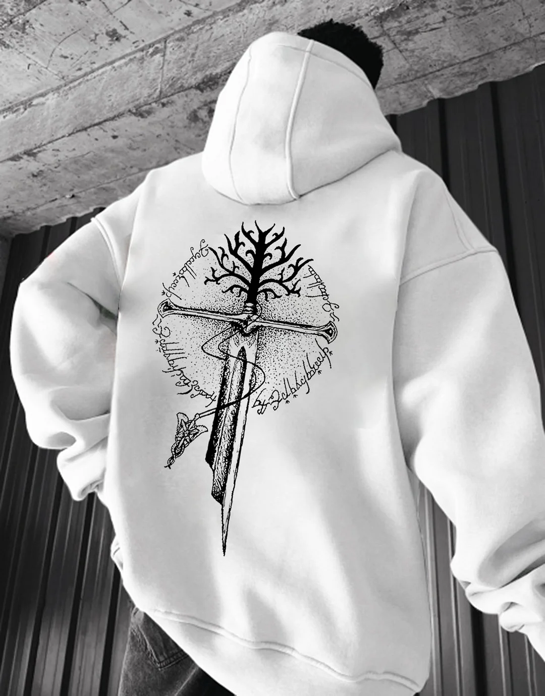 Viking Tree Of Life Graphic Print Hoodie、、URBENIE