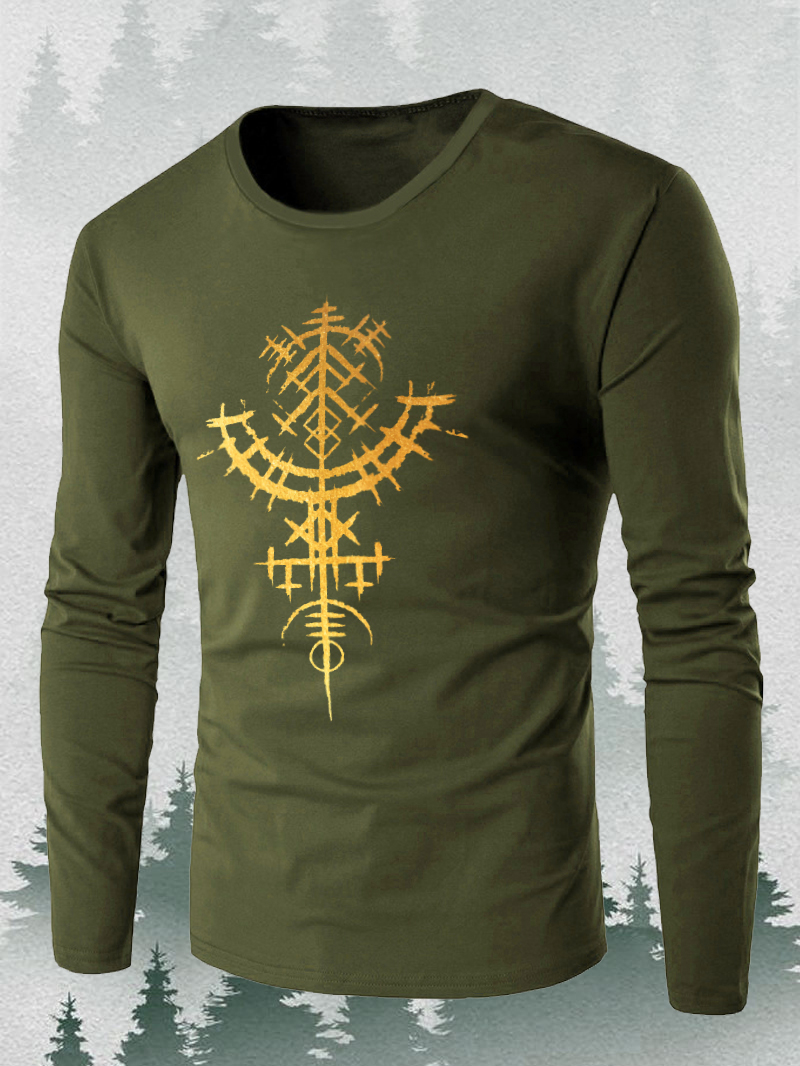 Men's Gold Geometric Viking Long Sleeve T-Shirt