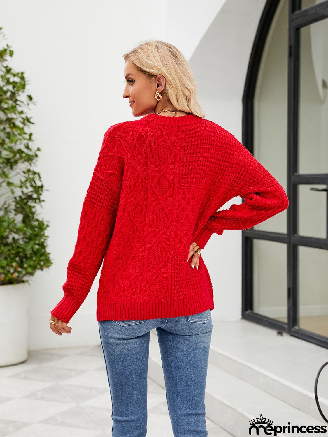 Round Neck Dropped Shoulder Sweater