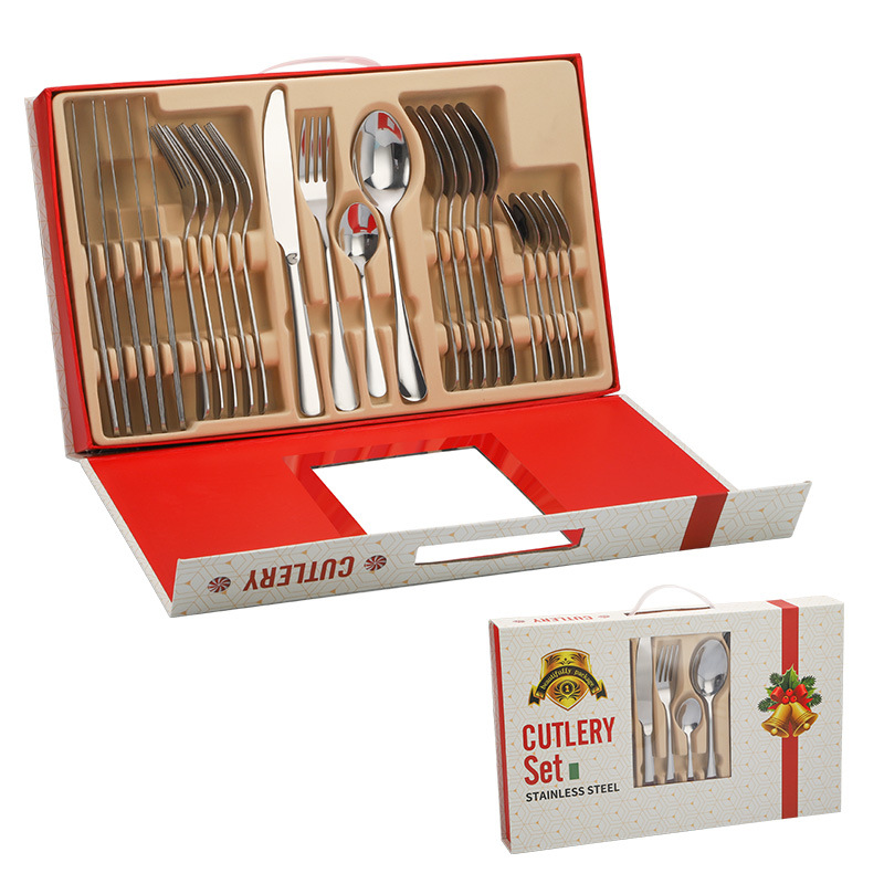 Stainless Steel 24-Piece Cutlery Set - Ideal Christmas Gift 