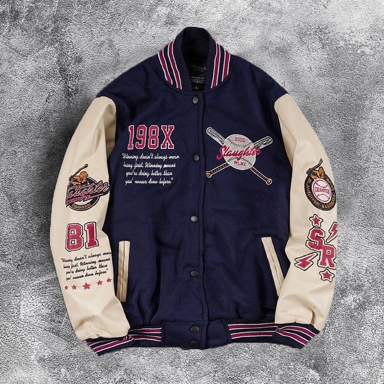 Fashion personality color block sports baseball uniform