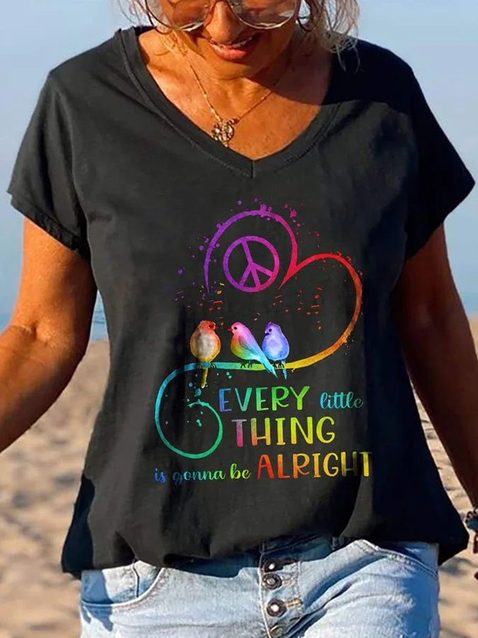Casual Graphic V-Neck T-Shirt