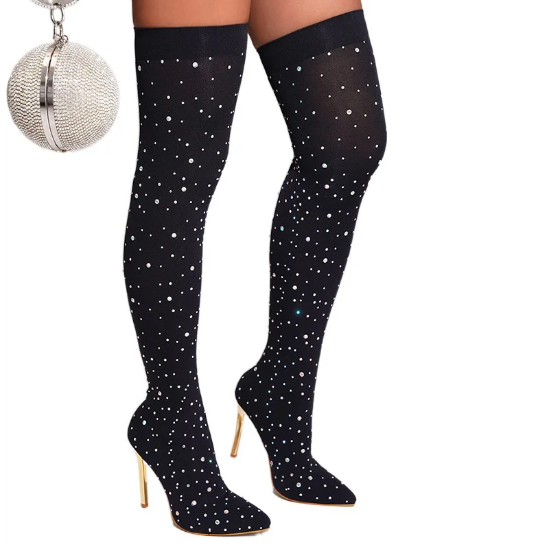 Yyvonne Fashion Temperament Diamond Banquet Tips And Female High Boots