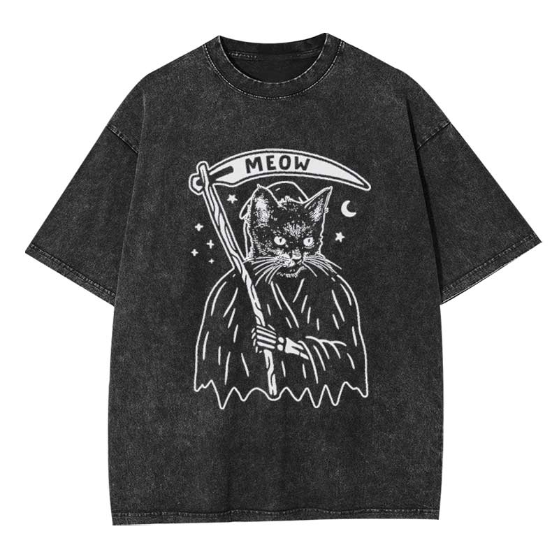 Death Meow Washed T-shirt