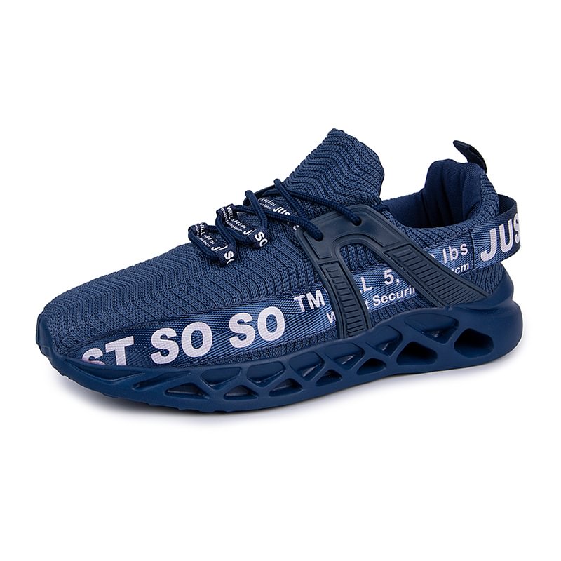 Metelo Men's Relieve Foot Pain Cushioning Walking Shoes - White Blue