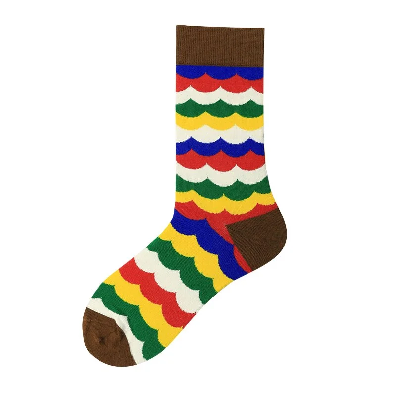 Unisex Painting Style Women Socks 100 Cotton Harajuku Colorful Kawaii Streetwear Full Socks Funny Cute Animal Striped 1 Pairs