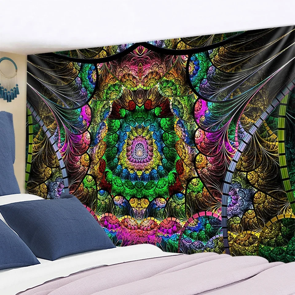 Indian Mandala Psychedelic Flower Tapestry Wall Hanging Astrology Divination Bedspread Beach Matwitchcraft Hippie Colorful