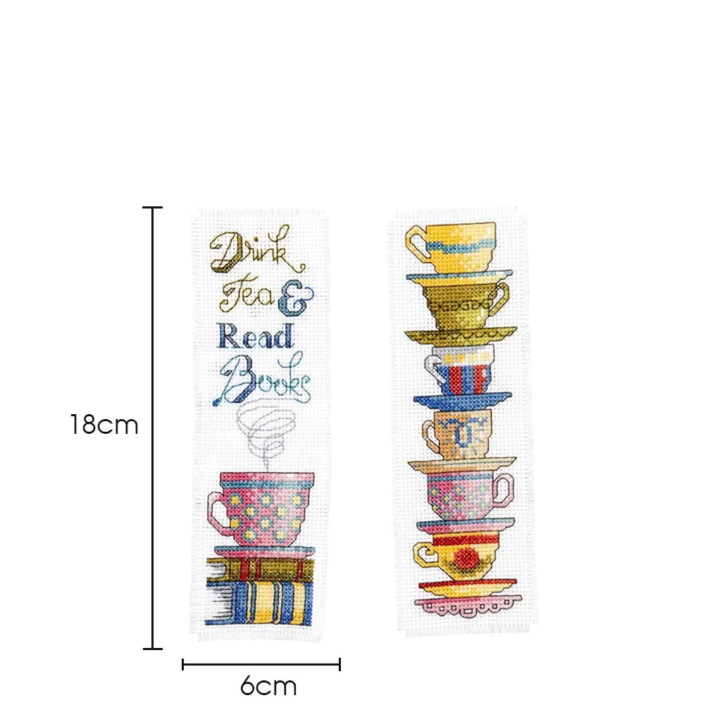 14ct 2-Strand Double-sided Counted Cross Stitch Bookmark - Cup(18*6cm)