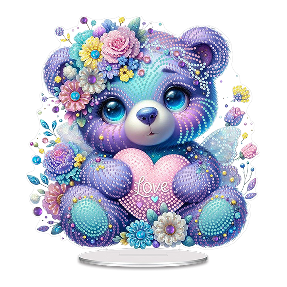 Acrylic Table Top Diamond Painting Ornament Kits for Home Decor (Bear)