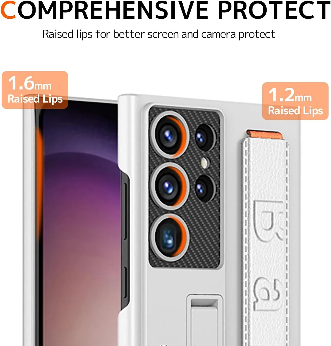 Suitable for S26 Ultra phone case, ultra-thin stand, elastic wrist strap, precision hole, shockproof protective case