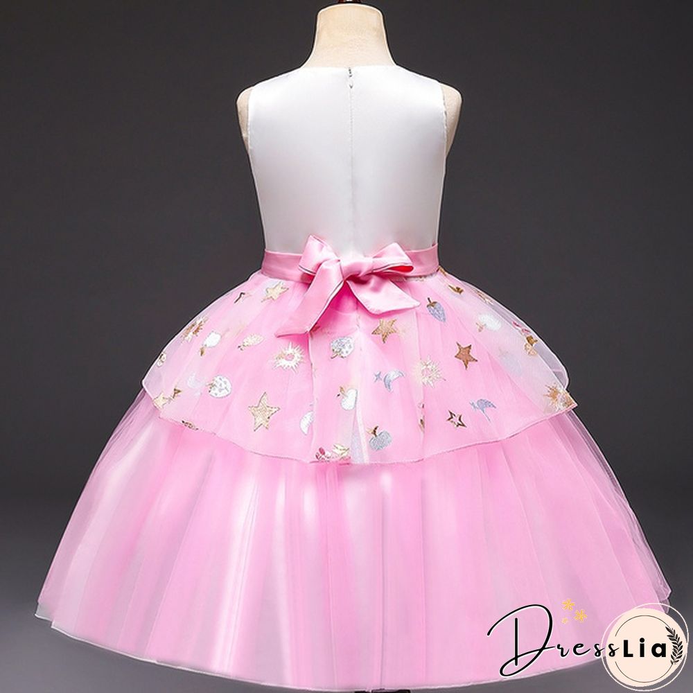 Unicorn Headband Princess Dress Children Summer Outfit kids fancy pony rainbow tulle tutu